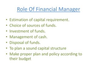 Finance Manager Role