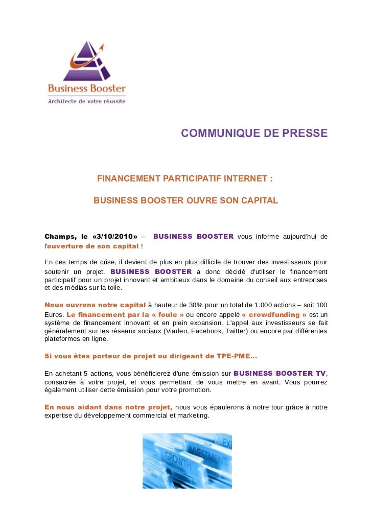 Financement Participatif Business Booster Financement Participatif Business Booster