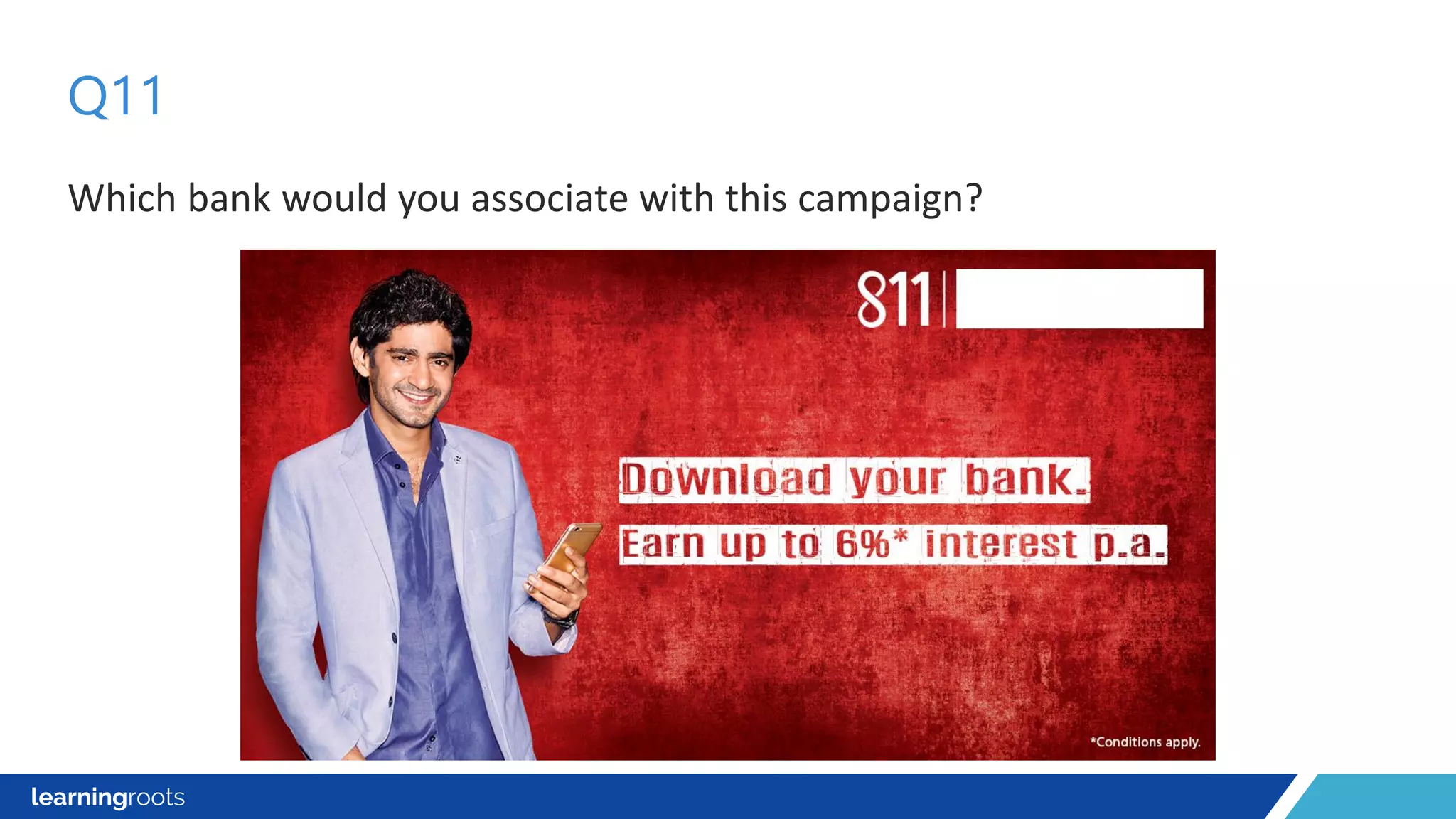 Which bank would you associate with this campaign?
Q11
 