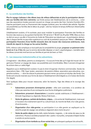 Comment financer un voyage scolaire ou une classe découverte | PDF