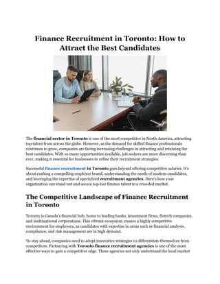 Finance Recruitment in Toronto How to Attract the Best Candidates 