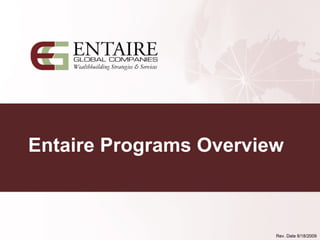 Entaire Programs Overview  Rev. Date 8/18/2009 