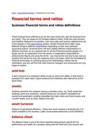 Finance Terms