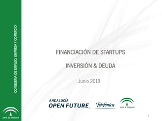 FINANCIACIÓN DE STARTUPS
INVERSIÓN & DEUDA
Junio 2018
1
 