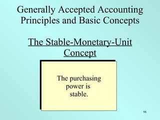 Generally Accepted Accounting Principles and Basic Concepts The Stable-Monetary-Unit Concept The purchasing power is  stab...