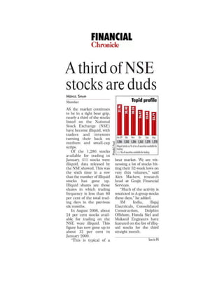 Financial Chronicle Feb 5, 2009 A Third Of Nse Stocks Are Dud
