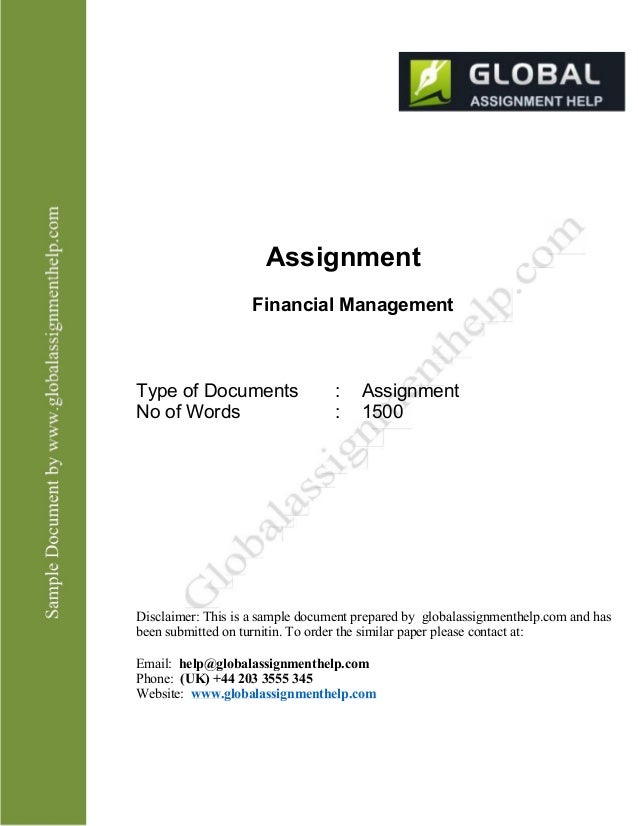 Sample assignment for financial management