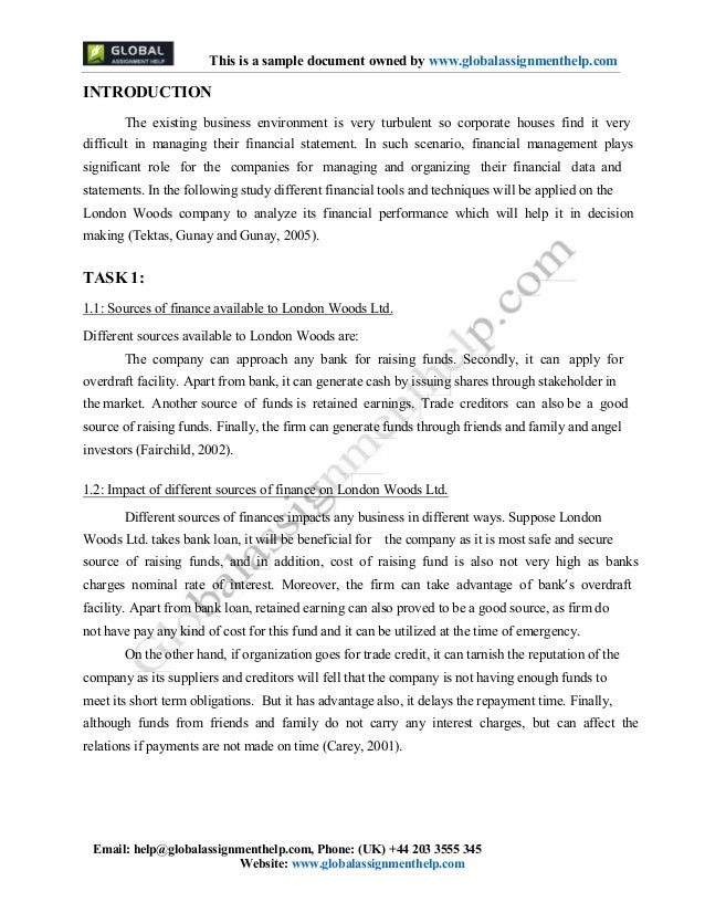 corporate finance assignment sample