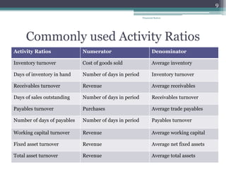 Financial ratios and their use in understanding Financial Statements | PPTX