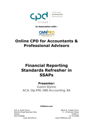 Financial Reporting Standards Refresher in SSAPs
