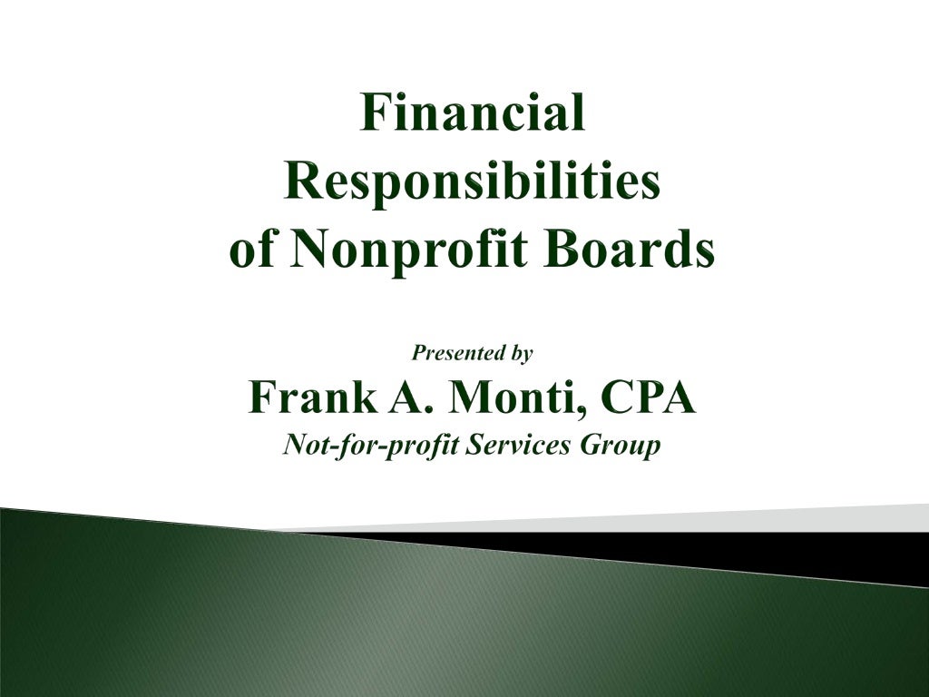 Financial Responsibilities For NonProfit Boards