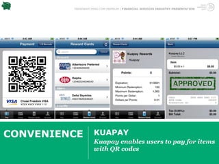 TRENDWATCHING.COM PREMIUM | FINANCIAL SERVICES INDUSTRY PRESENTATION




CONVENIENCE         KUAPAY
                    Kuapay enables users to pay for items
                    with QR codes
 