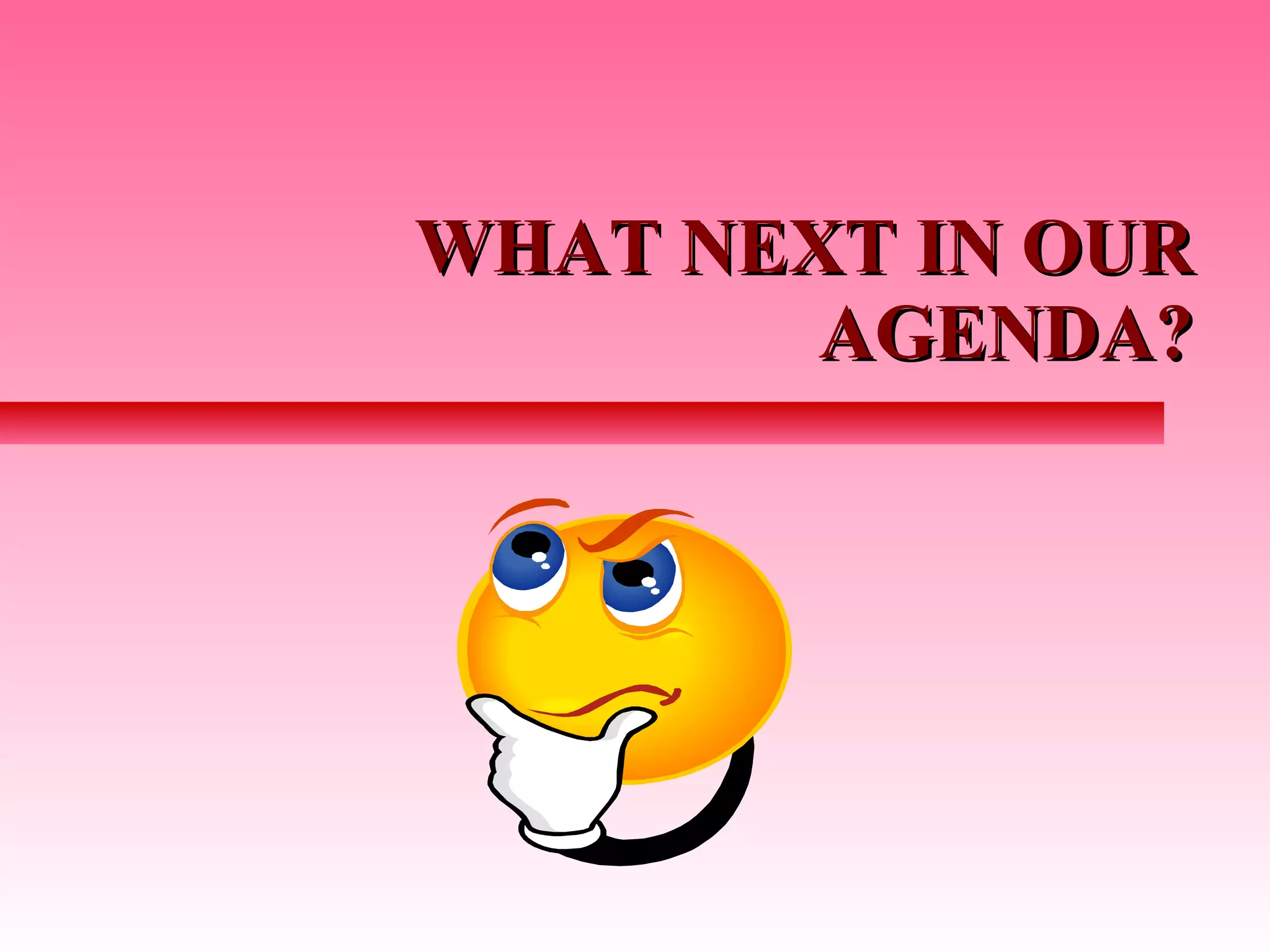 WHAT NEXT IN OUR AGENDA? 
