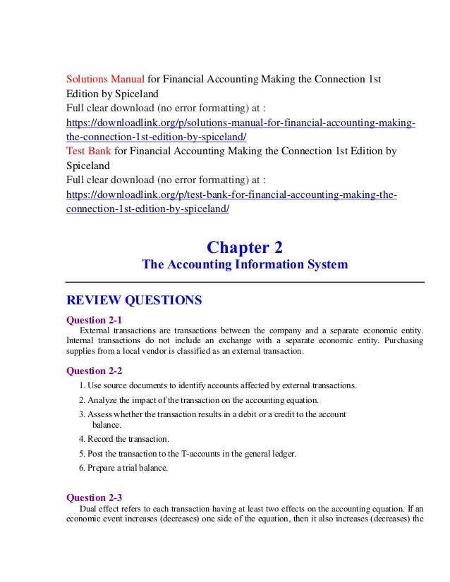 Financial Accounting Making The Connection 1st Edition By Spiceland