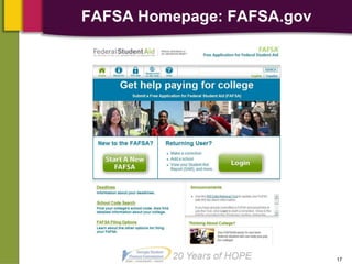 FAFSA Homepage: FAFSA.gov

17

 