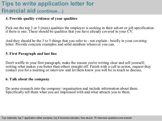 cover letter for financial aid