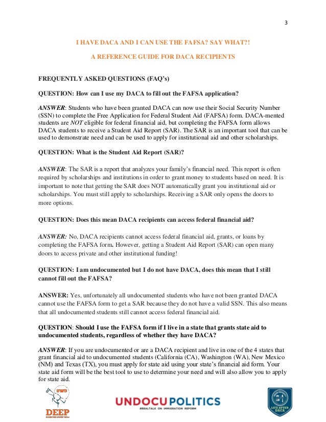 Financial Aid & Scholarship for DACA Rececipients Financial Aid & Scholarship for DACA Rececipients