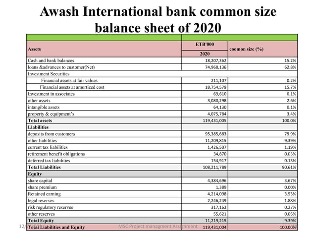 Financial Analysis Of Awash Bank By Amhara Leadership Academy Project 