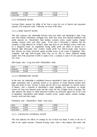 Financial analysis of pepsico and coca cola | DOCX