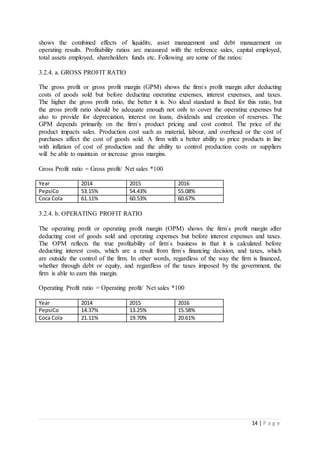 Financial analysis of pepsico and coca cola | DOCX