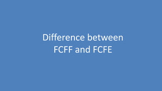 103
Difference between
FCFF and FCFE
 