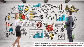 50
In business you have to make a lot of important decisions
You can learn a lot by analyzing the business model in Excel. This is
one of the most insightful yet also most difficult financial analysis
 