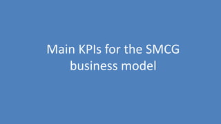 64
Main KPIs for the SMCG
business model
 