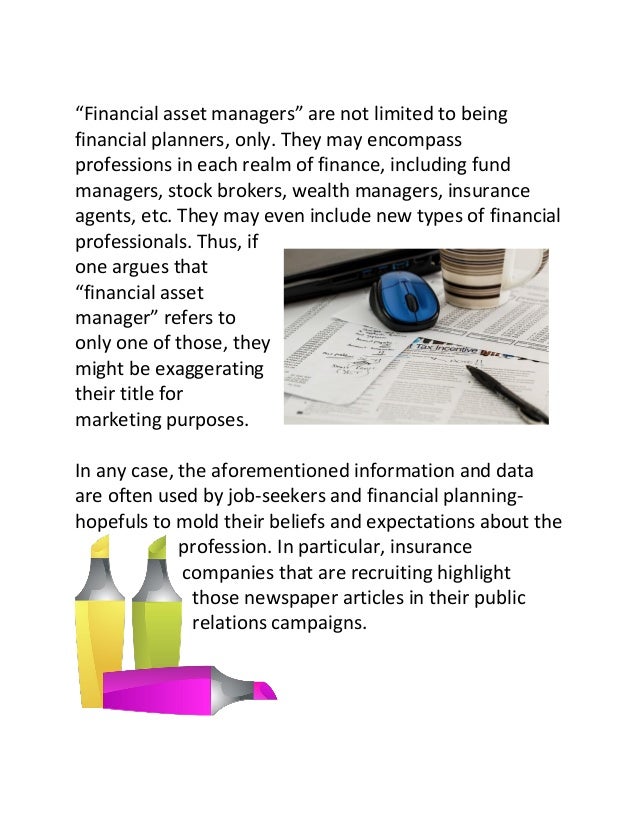 Financial Asset Management Career Information