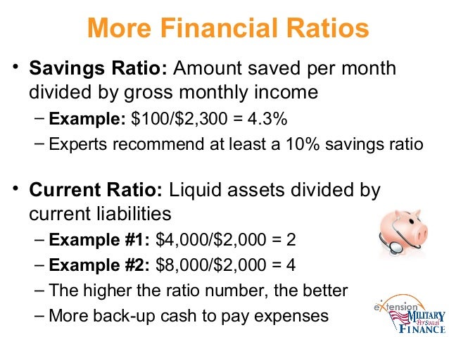 financial check up savings ratio formula