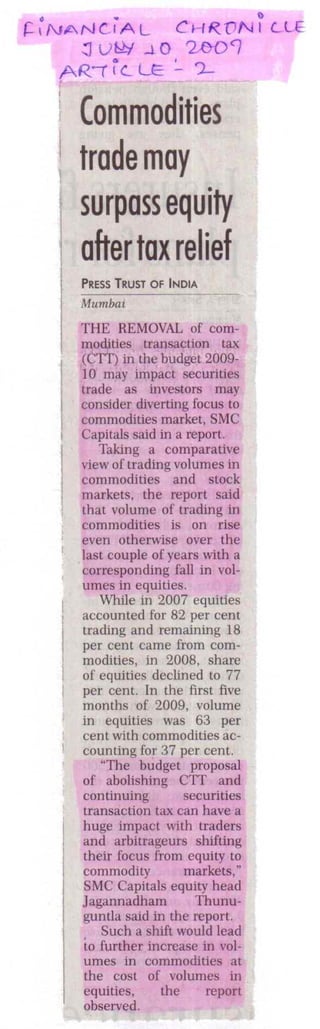 Financial Chronicle   July 10, 2009   Article 2