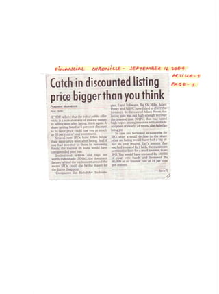 Financial Chronicle September 16, 2009 Article 2