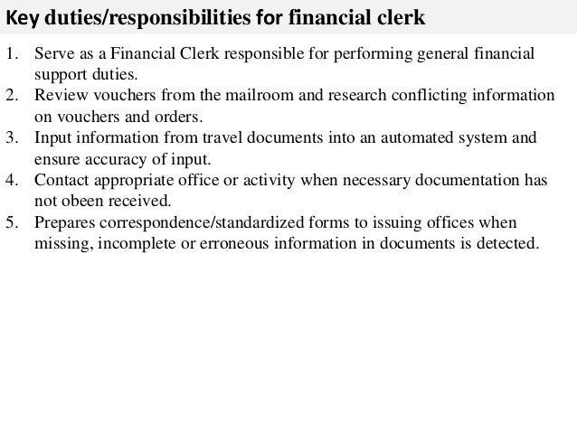financial clerk job description mailroom job description