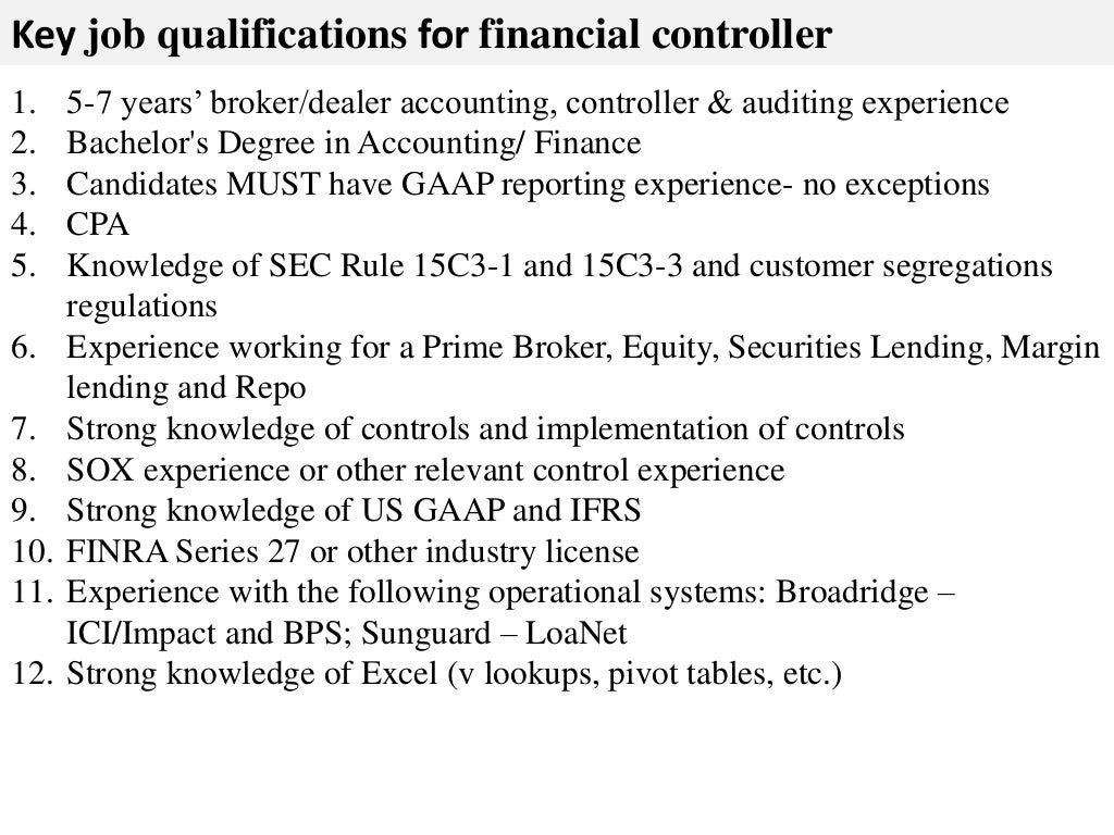 Financial Controller Job Description