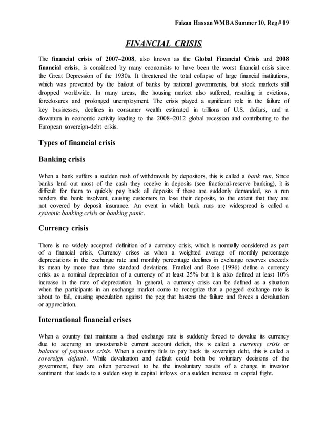 Financial crisis | PDF