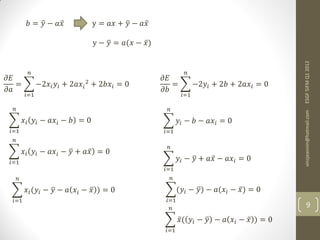 =  −                y =  +  − 

                                      y −  = ( −  )




                                                                                                            ESGF 5IFM Q1 2012
                                                                       
                                                          
     =          −2  + 2 2 + 2 = 0              =           −2 + 2 + 2 = 0
                                                          
         =1                                                           =1

                                                              




                                                                                                            vinzjeannin@hotmail.com
          −  −  = 0                                    −  −  = 0
 =1                                                          =1
  
                                                                
          −  −  +  = 0
 =1
                                                                       −  +  −  = 0
                                                               =1
                                                               

          ( −  −   −  ) = 0                         ( − ) − ( −  ) = 0
  =1                                                         =1
                                                                                                                9
                                                                       (  −  −   −  ) = 0
                                                               =1
 