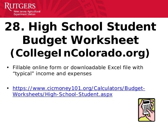 budget worksheet for high school students