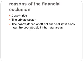 Financial Exclusion and financial inclusion | PPTX