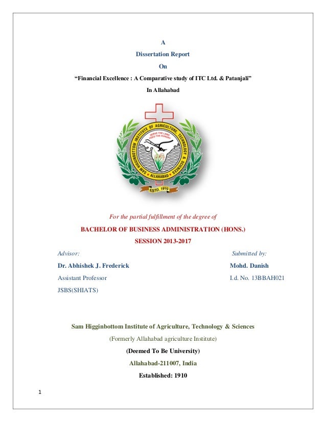 Dissertation reports on finance