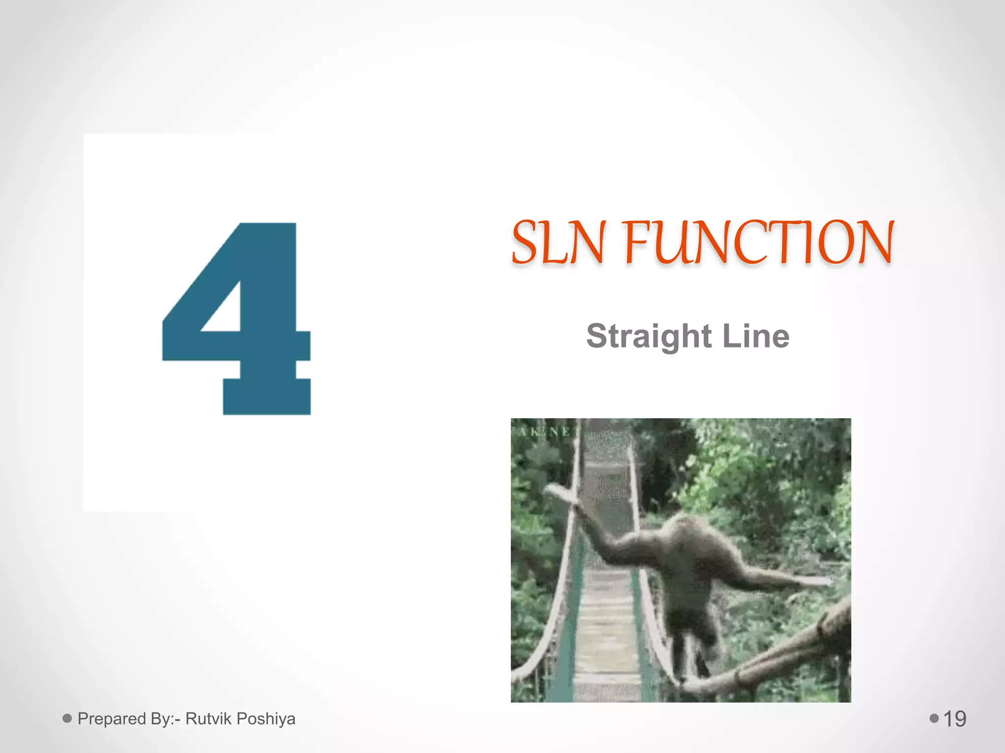 SLN FUNCTION
Straight Line
19Prepared By:- Rutvik Poshiya
 