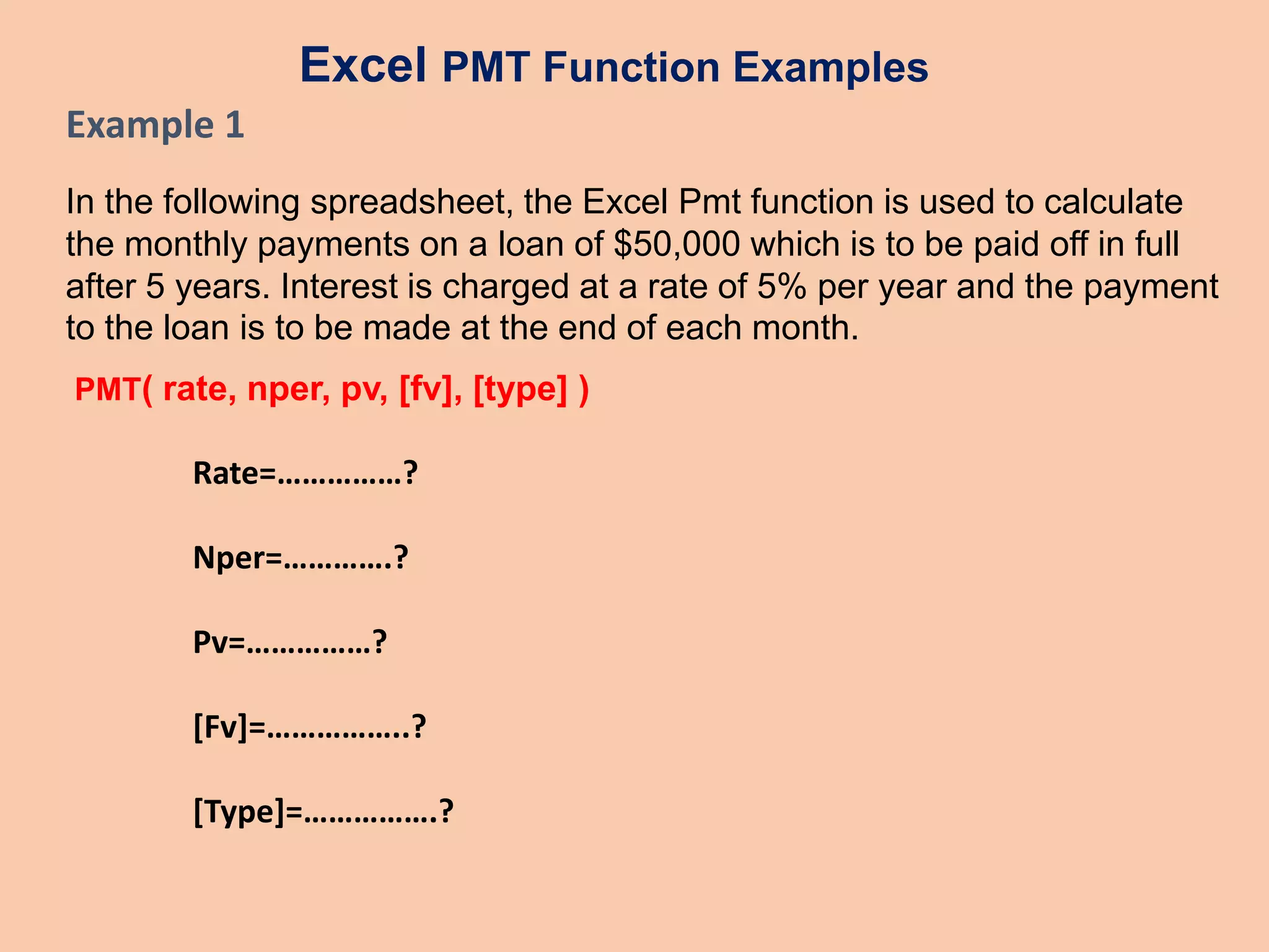 Financial functions in excel | PPTX