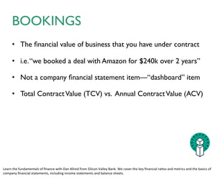 AGENDA
• Key financial metrics	

• Financial statements	

• When & how to leverage CFOs & others	

• Q & A
 