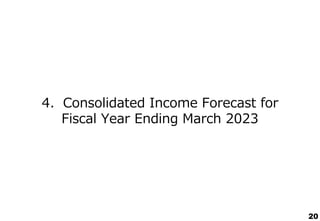 20
4．Consolidated Income Forecast for
Fiscal Year Ending March 2023
 