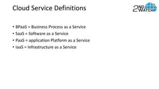 • BPaaS = Business Process as a Service
• SaaS = Software as a Service
• PaaS = application Platform as a Service
• IaaS = Infrastructure as a Service
Cloud Service Definitions
 