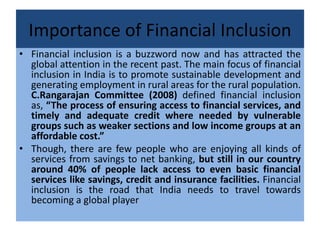Financial inclusion in india an over view | PPTX