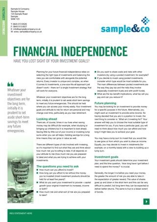 Financial independence a  2013/14
