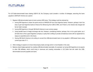 www.futurumcorfinan.com
Page 19
For US Dollar-denominated loans totaling US$101.30, the Company could consider a number of...