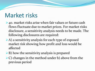 D) the amount of change that has occurred due to change in fair values of credit derivatives.   Financial assets and liabilities at fair values through profit and loss (Contd.)10. if a financial liability is at fair value through profit and loss then disclose: