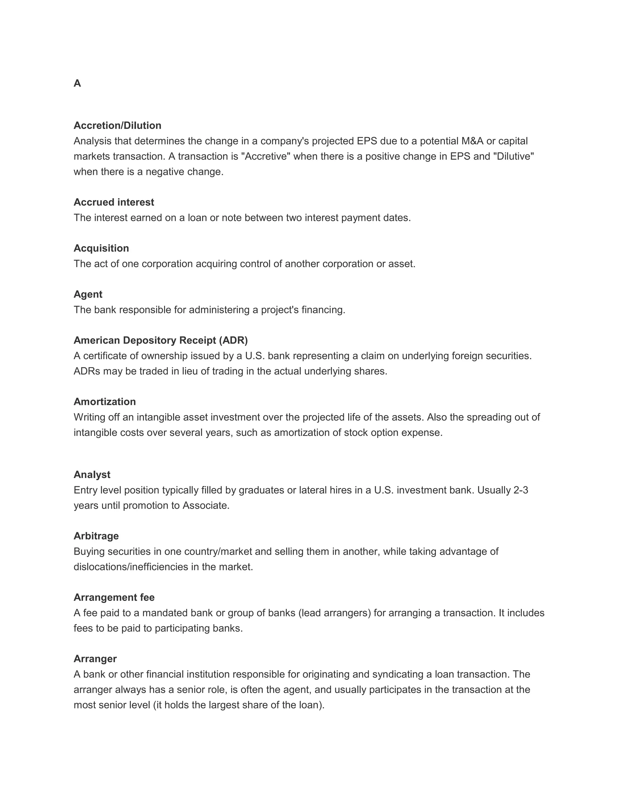 Financial Terms (A - Z) | DOCX