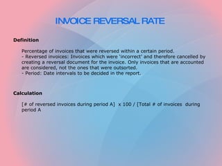 INVOICE REVERSAL RATE   ,[object Object],[object Object],[object Object],[object Object]