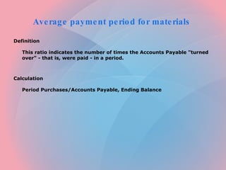 Average payment period for materials  ,[object Object],[object Object],[object Object],[object Object]